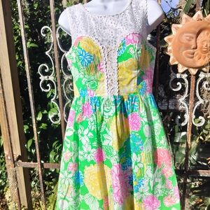 Lily Pulitzer vintage white lace trimmed sundress size 2